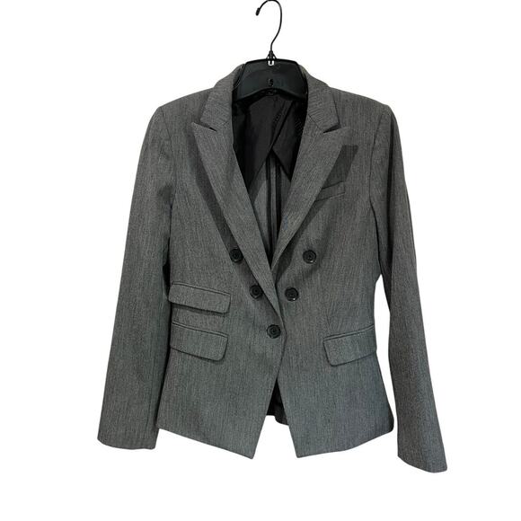 Express Gray Tailored Career Blazer Size 4 One Button Classic Office Workwear - Picture 1 of 9